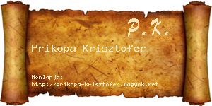 Prikopa Krisztofer névjegykártya